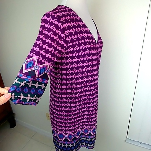 EVERLY: V neck jewel tone shift tunic dress S, EUC - Picture 2 of 7